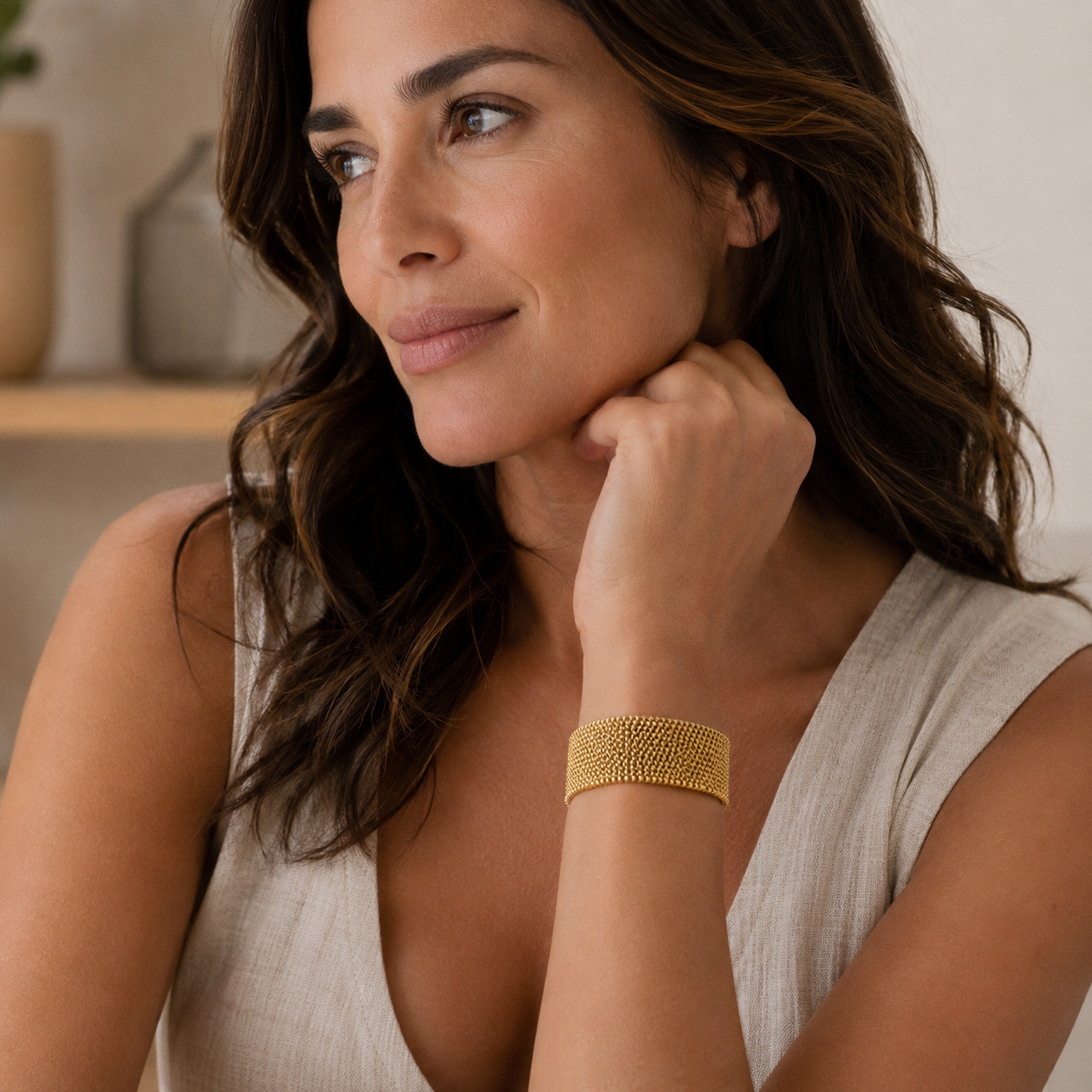 Bracciale in maglia dorata vintage
