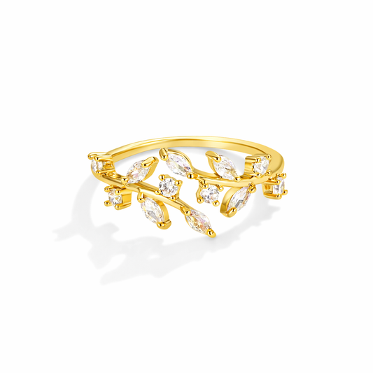Anello Vite Dorata con Cristalli